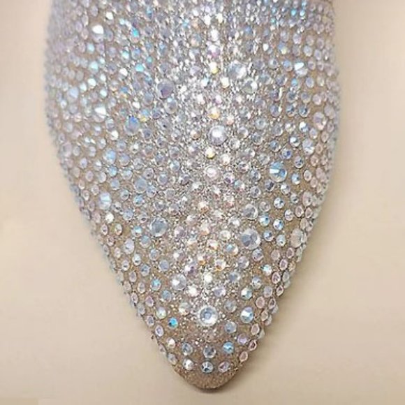 New Women Champagne Gold Rhinestone Glitter Pointy Ankle Boots Booties - Picture 9 of 9